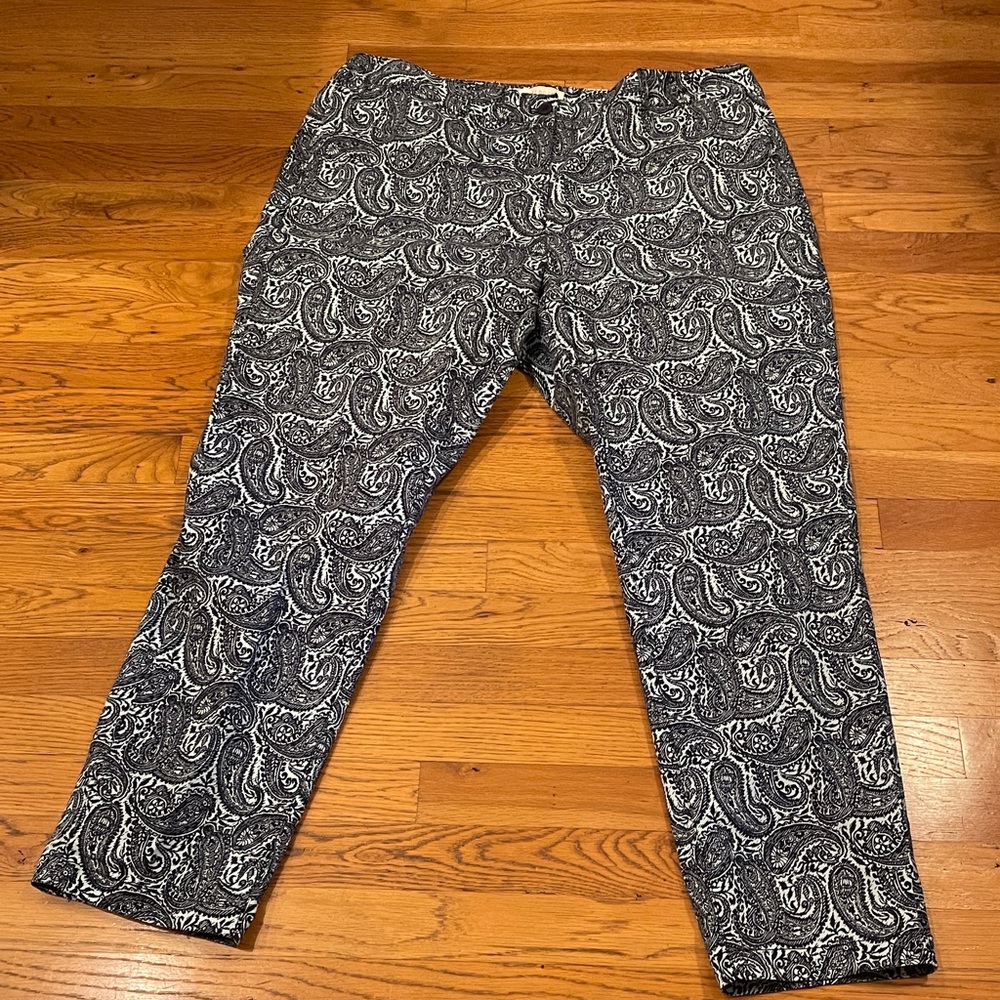 Talbots Navy and White Paisley Pants